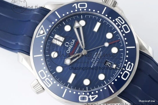 0328 Fashionable Seamaster Diver 300M ZF 1:1 Best Edition Blue Ceramic Blue Dial on Blue Rubber Strap A 7822